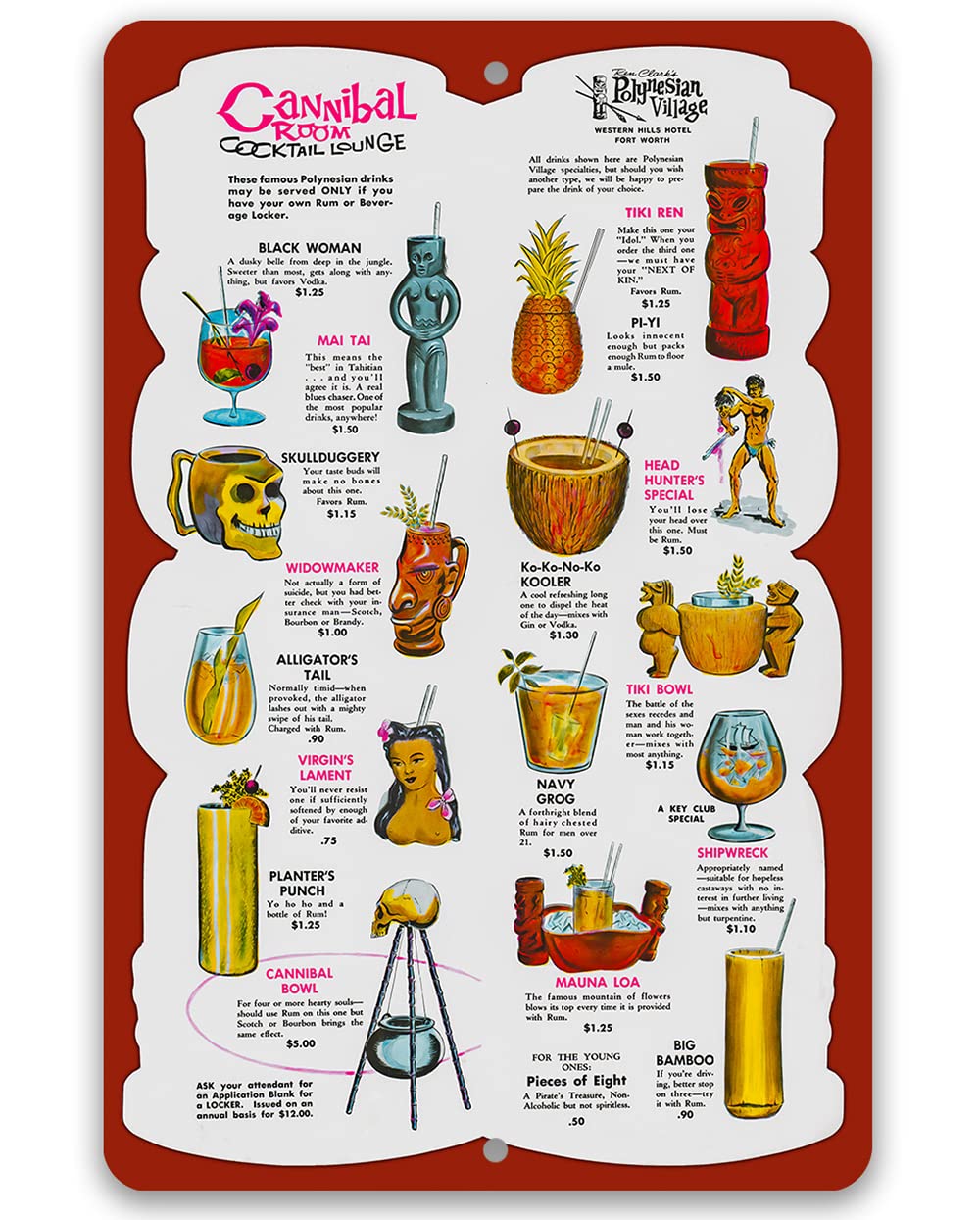 Home Bar Lounge - Cannibal Room Tiki Lounge Drink Menu