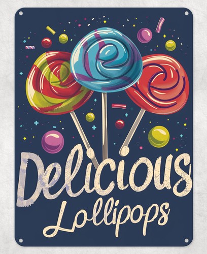 Home Bar And Kitchen - Delicious Lollipops Candy Sweets Metal Poster