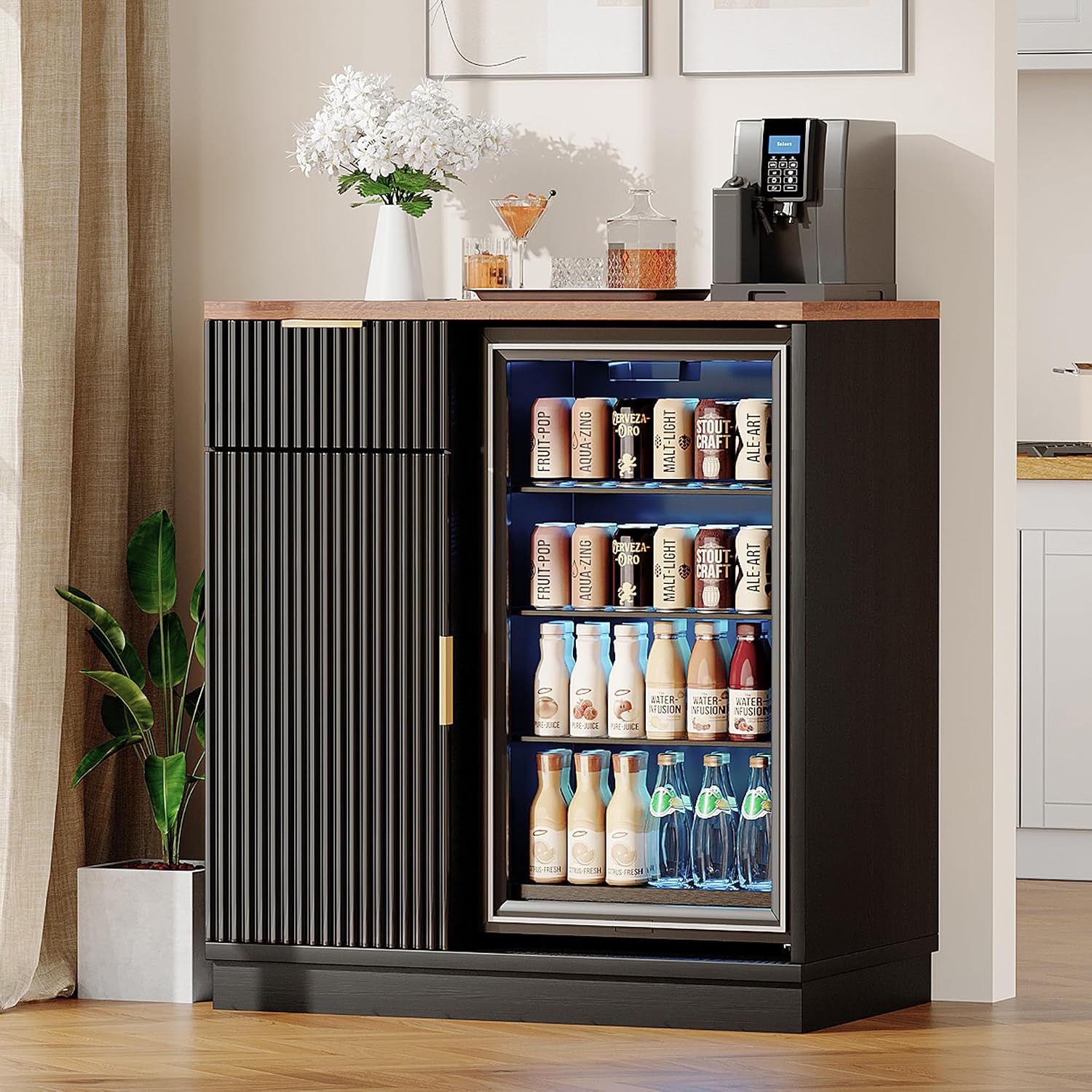 Coffee Bar Cabinet with Fridge - đánh giá và giá Home Bar And Fridge