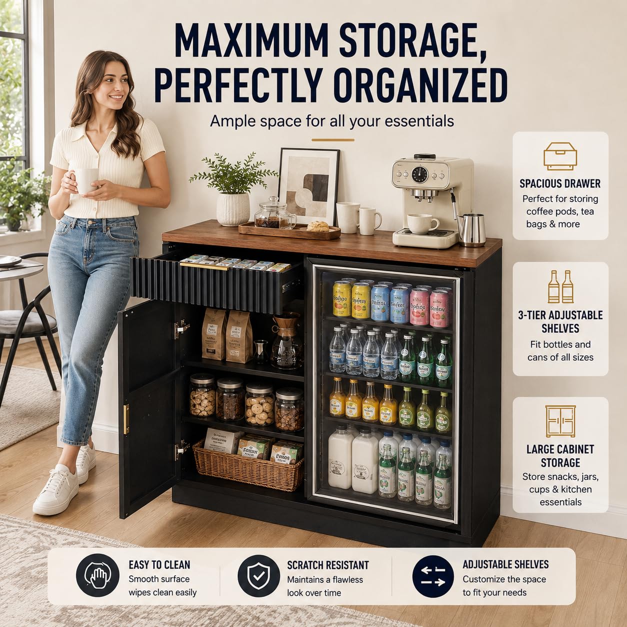 Coffee Bar Cabinet with Fridge - đánh giá và giá Home Bar And Fridge