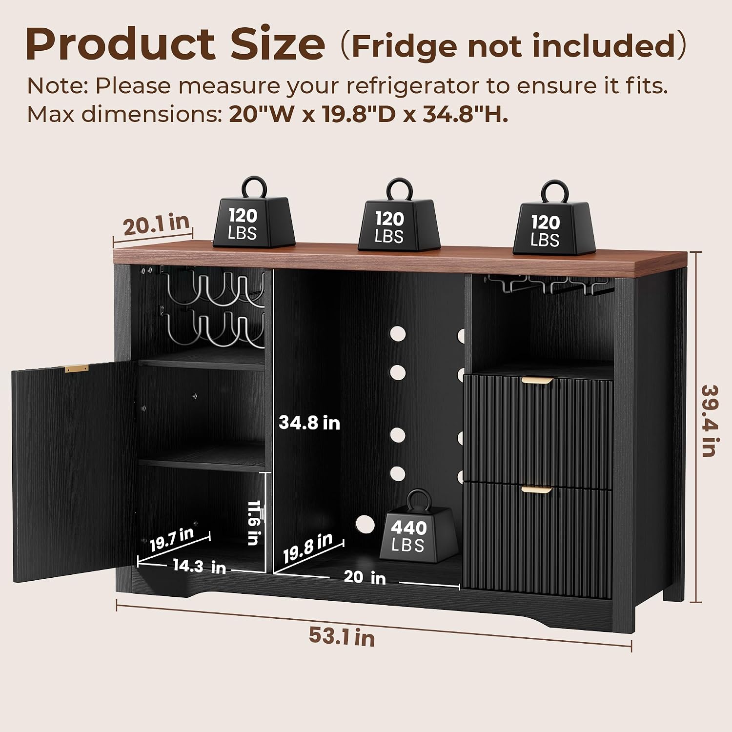 Coffee Bar Cabinet with Mini F - đánh giá và giá Home Bar And Fridge