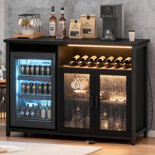 Wine Bar Cabinet with Mini Fri - đánh giá và giá Home Bar Setup