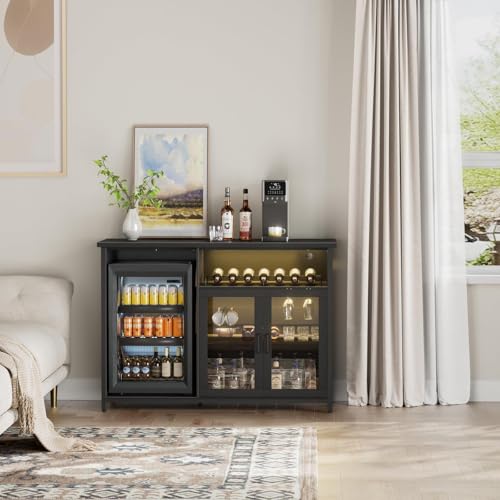 Wine Bar Cabinet with Mini Fri - đánh giá và giá Home Bar Setup