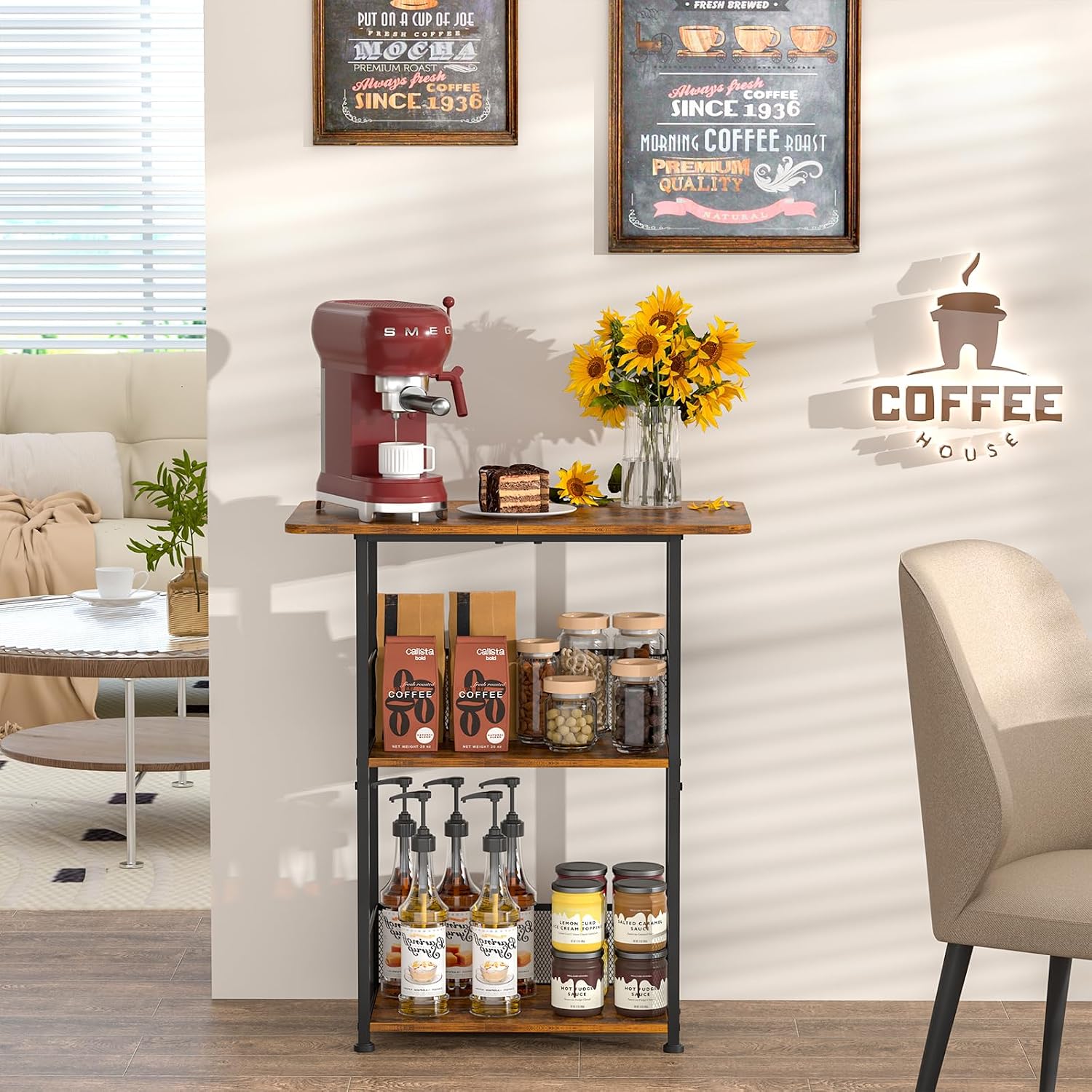 Mini Floor Standing Coffee Bar - đánh giá và giá Home Bar Setup