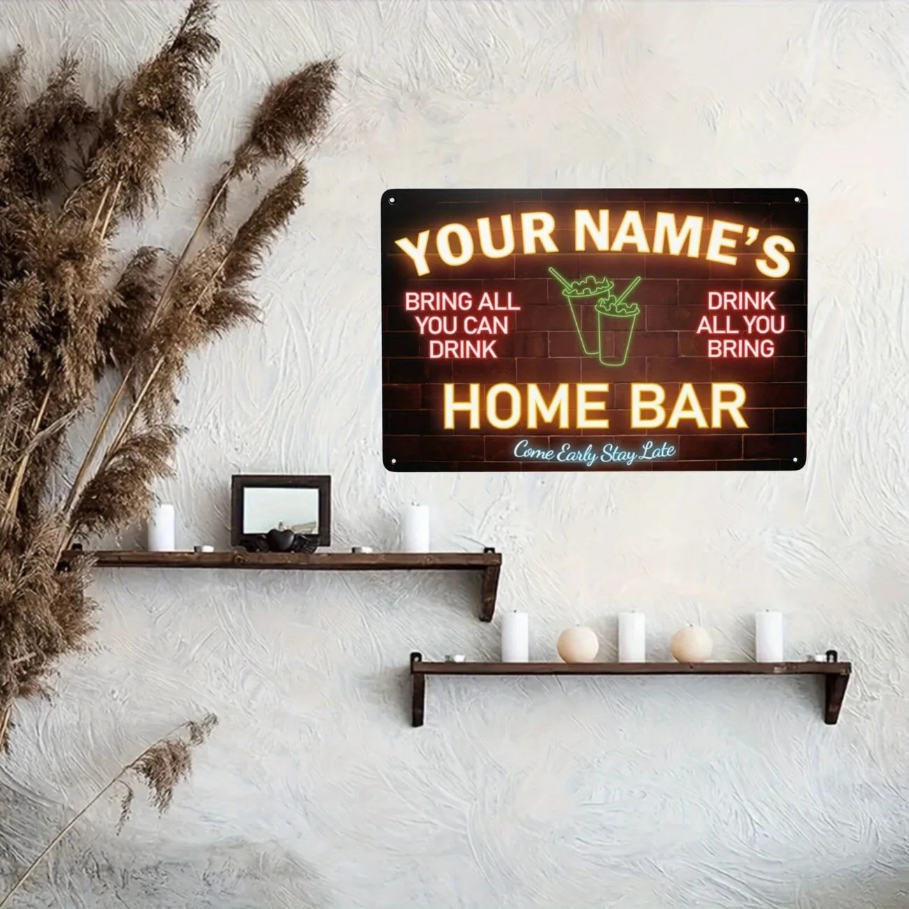 Custom Name Text Metal Sign Ho - đánh giá và giá Home Bar Signs