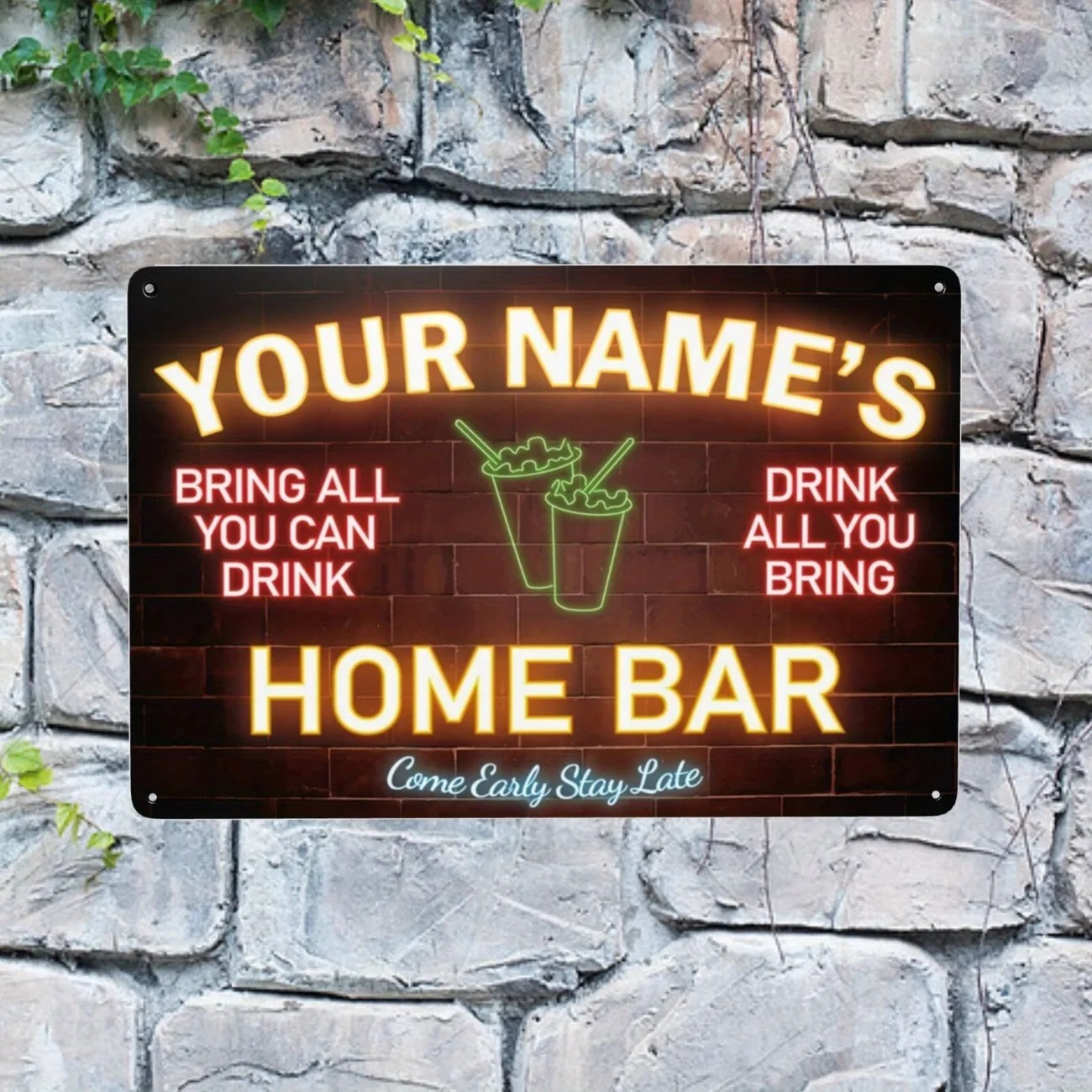 Custom Name Text Metal Sign Ho - đánh giá và giá Home Bar Signs