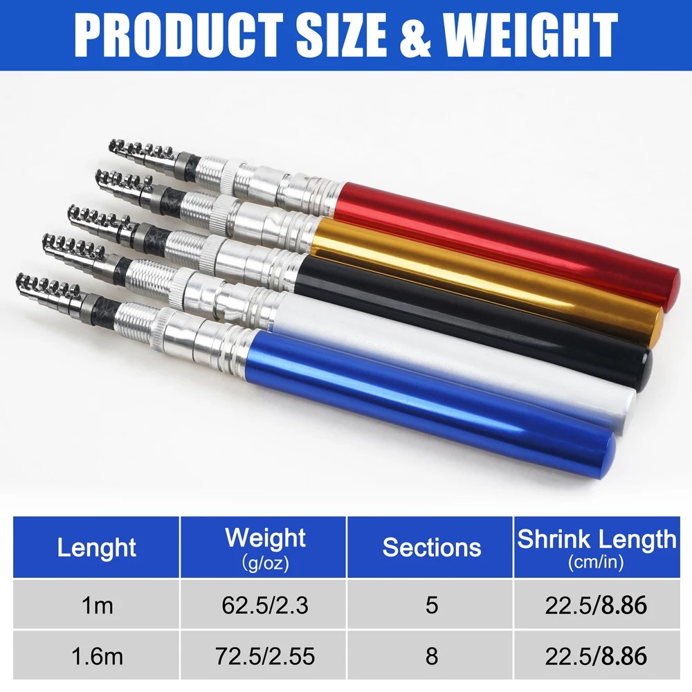 1.6m/1m Pocket Pen Fishing Rod - đánh giá và giá Ice Pick Pick