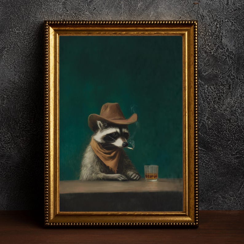 Vintage Funny Smoking Raccoon  - đánh giá và giá Home Bar Lounge