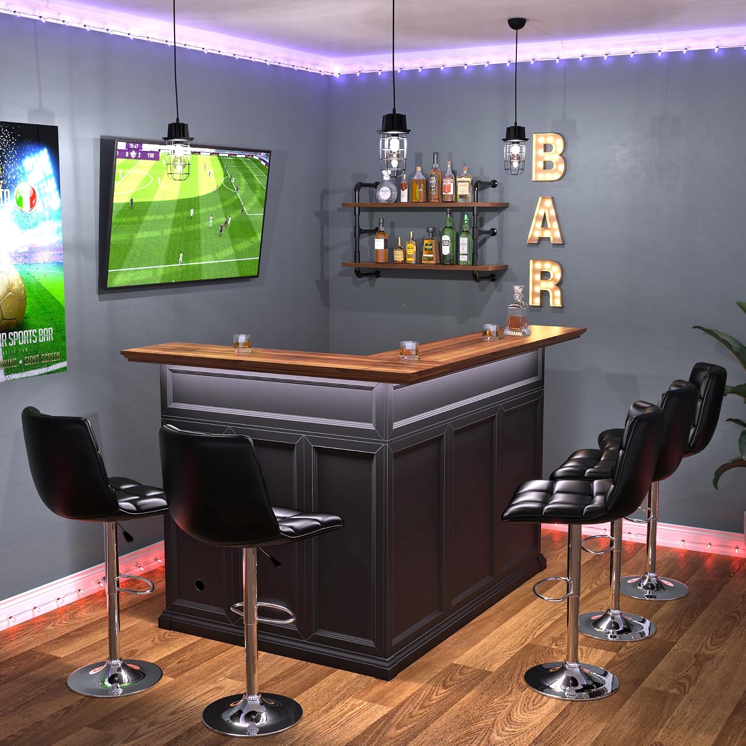 L-Shaped Home Bar Cabinet with - đánh giá và giá Home Bar Lounge