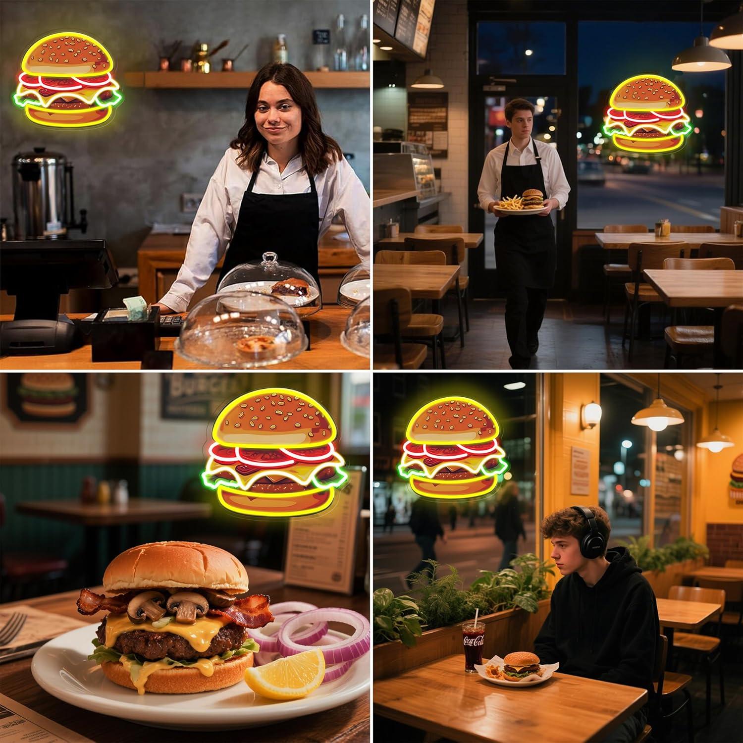 Burger Neon Sign LED Hamburger - đánh giá và giá Home Bar Signs